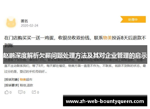 赵鹏深度解析欠薪问题处理方法及其对企业管理的启示